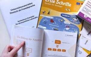 A stack of material for learning German