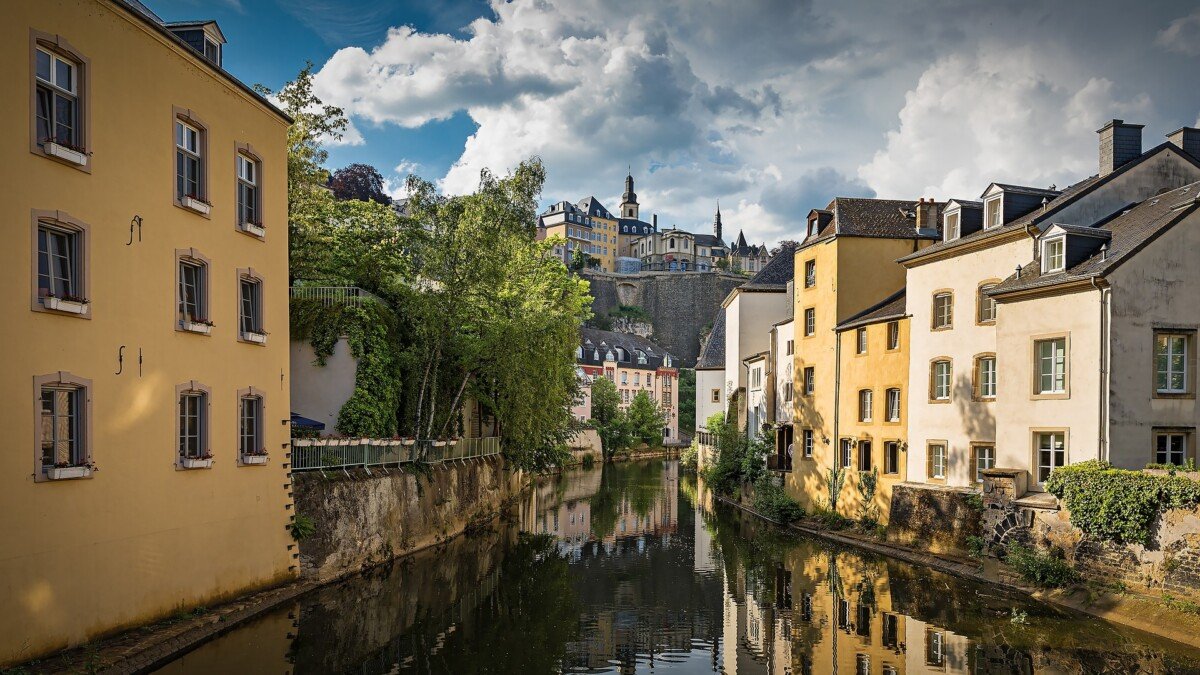 Houses next to a river in Luxembourg