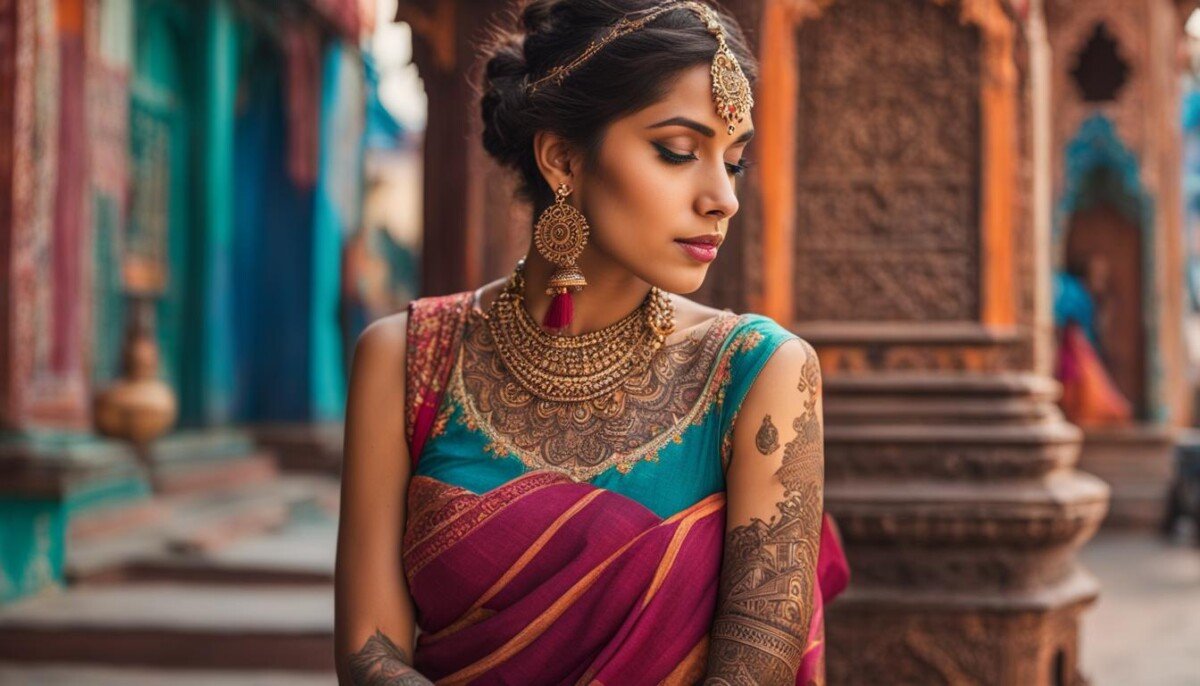 An indian woman showcasing her tattoos