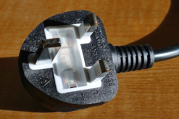 A 3 pin plug used in the United Kingdom