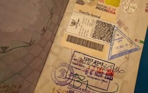 A visa on arrival stamp in a passport