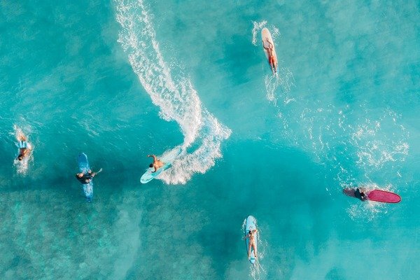 Surfing on the ocean