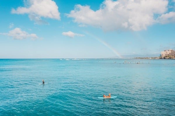 surfers on the ocean