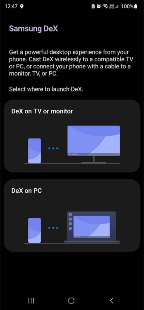 Samsung DEX Casting to monitor