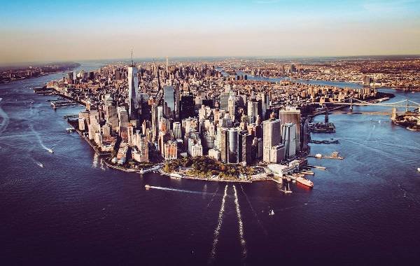 From a helicopter view of where the city meets the sea