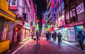 Neon lights in Tokyo street