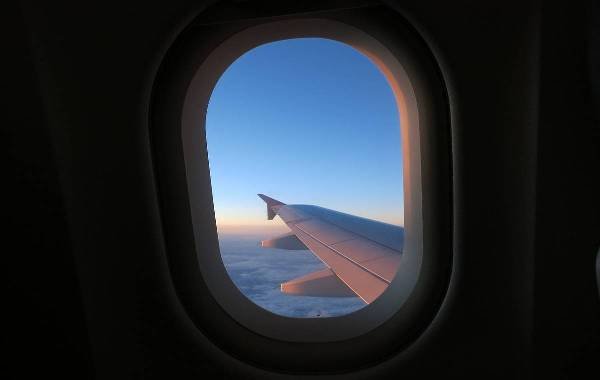 An airplane window