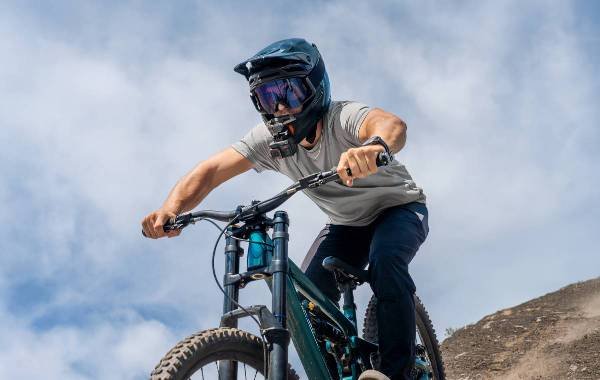 The Insta360 Ace Pro 2 on a bikers helmet